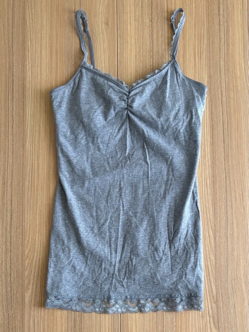No Boundaries Y2K Lace Trim Cami Tank Top Womens L Gray Bra 90s Elena Bella